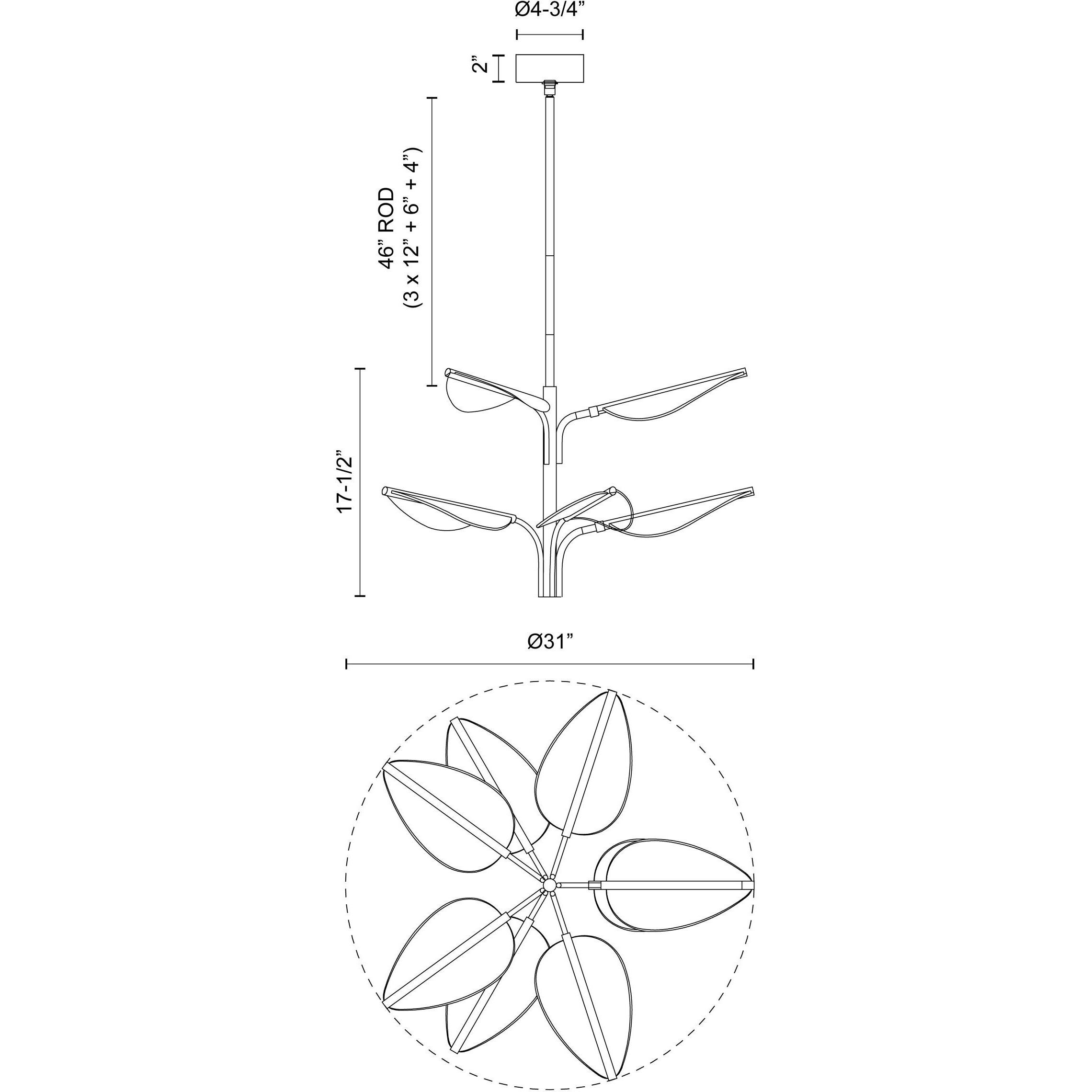 Flora Pendant Ceiling Light in Natural Brass