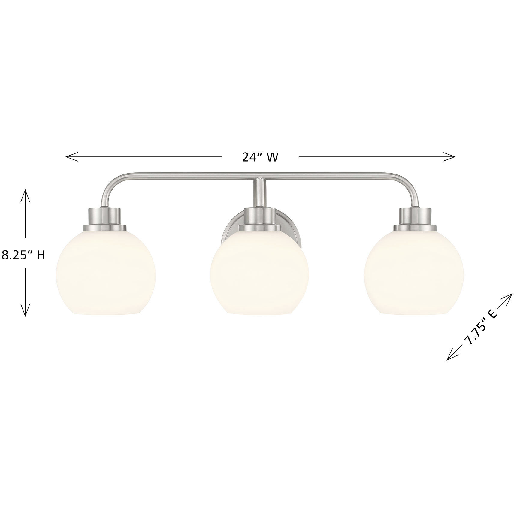 Contemporary 3 Light 24 inch Brushed Nickel Bathroom Vanity Light Wall Light