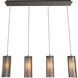 Downtown Mesh 5 Light 36 inch Beige Silver Linear Pendant Ceiling Light in Adjustable Cord, Metallic Beige Silver, E26 Incandescent, Frosted, Multi-Port
