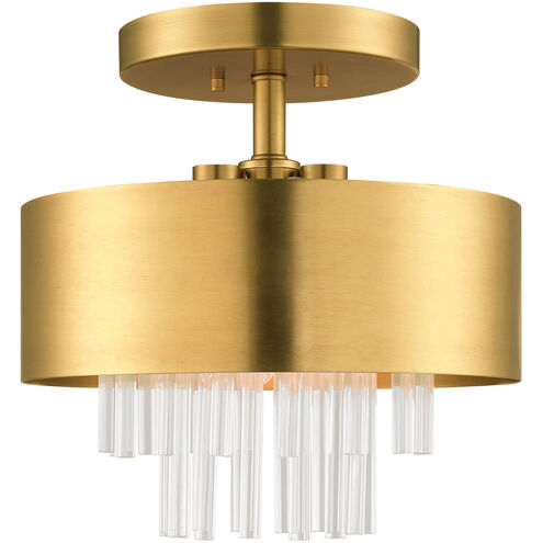 Orenburg 3 Light 13 inch Natural Brass Semi Flush Ceiling Light