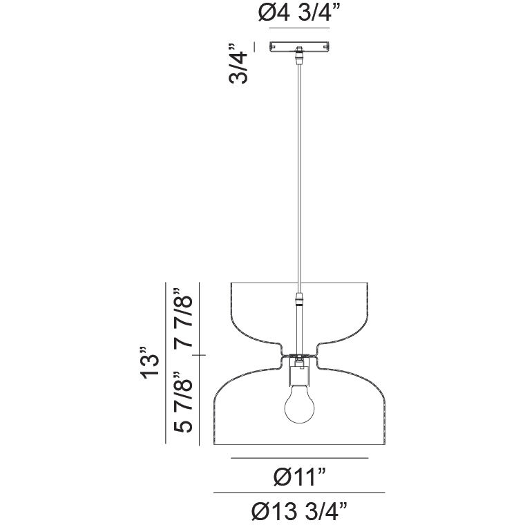 Pedestal 1 Light 13.75 inch Black Pendant Ceiling Light