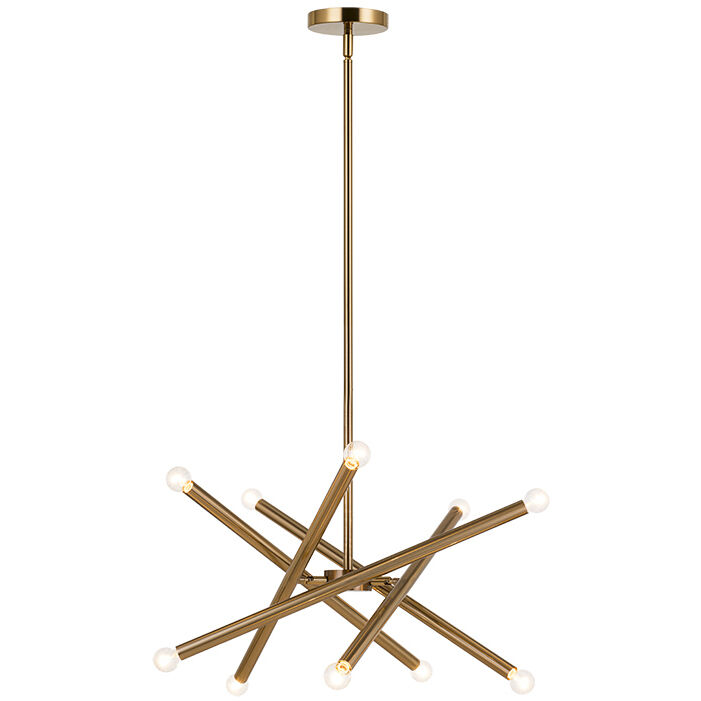 Matchstix 10 Light 31.25 inch Aged Gold Brass Pendant Ceiling Light in Aged Gold Brass and Clear