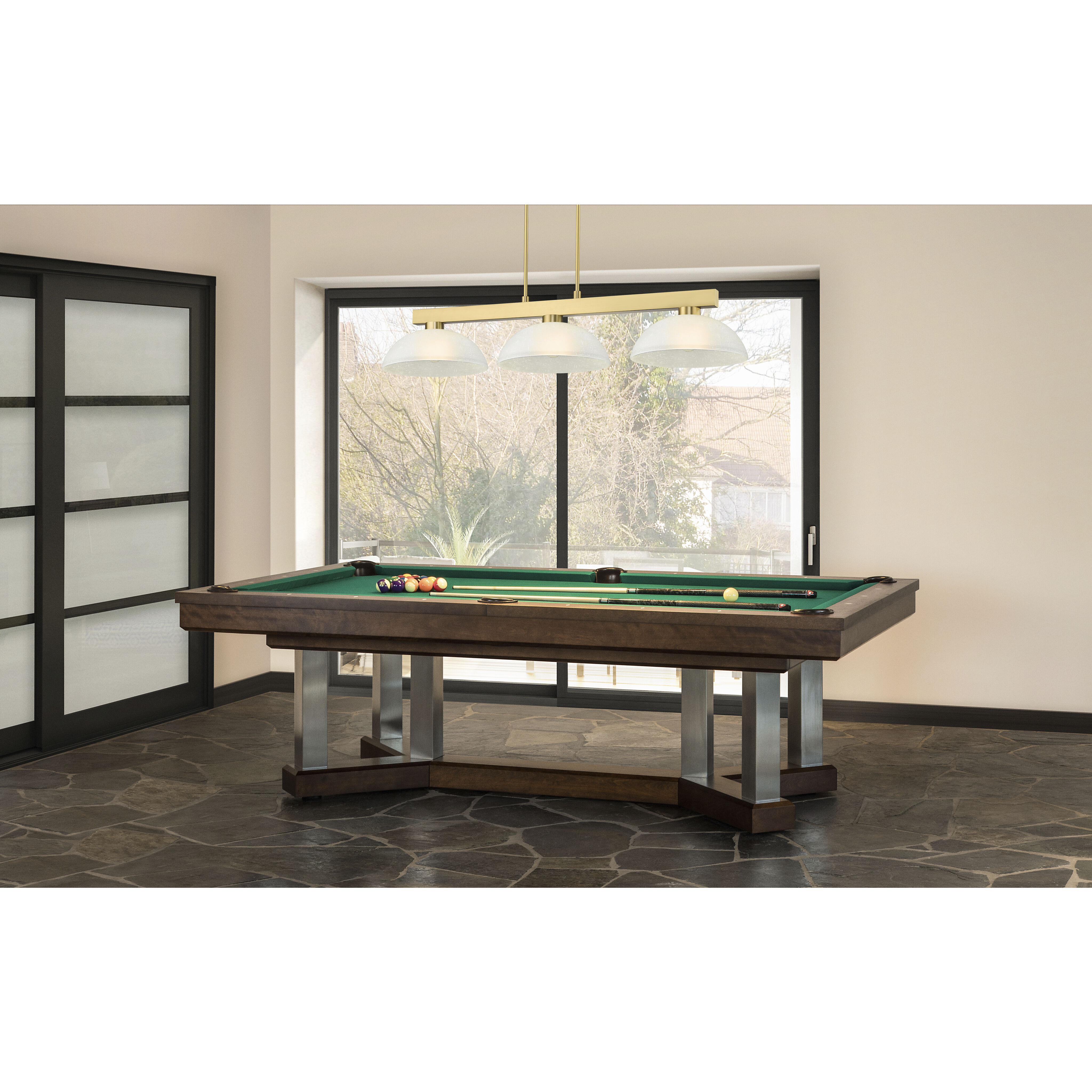 Cobalt 3 Light 49 inch Modern Gold Billiard Light Ceiling Light in White Linen Glass