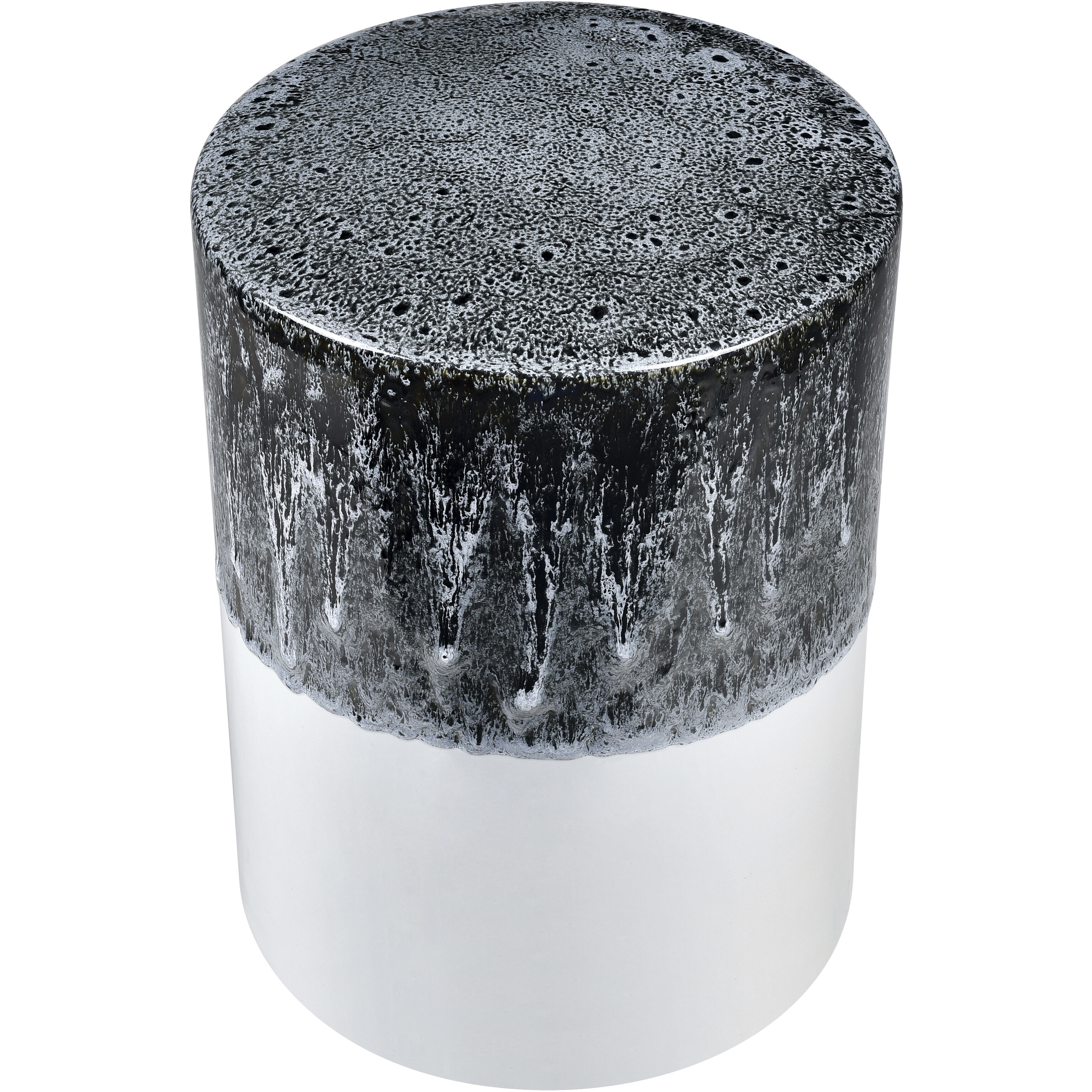 Gallemore 18 inch Black Glazed with White Glazed Stool