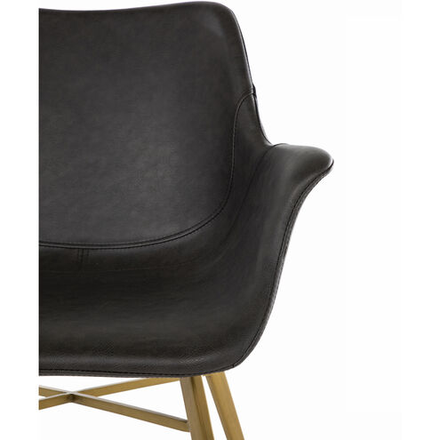 Channing Charcoal Brown Leather / Stainless Gold Dining Chair