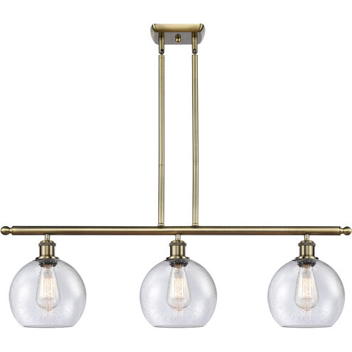 Ballston Athens LED 36 inch Antique Brass Island Light Ceiling Light in Seedy Glass, Ballston