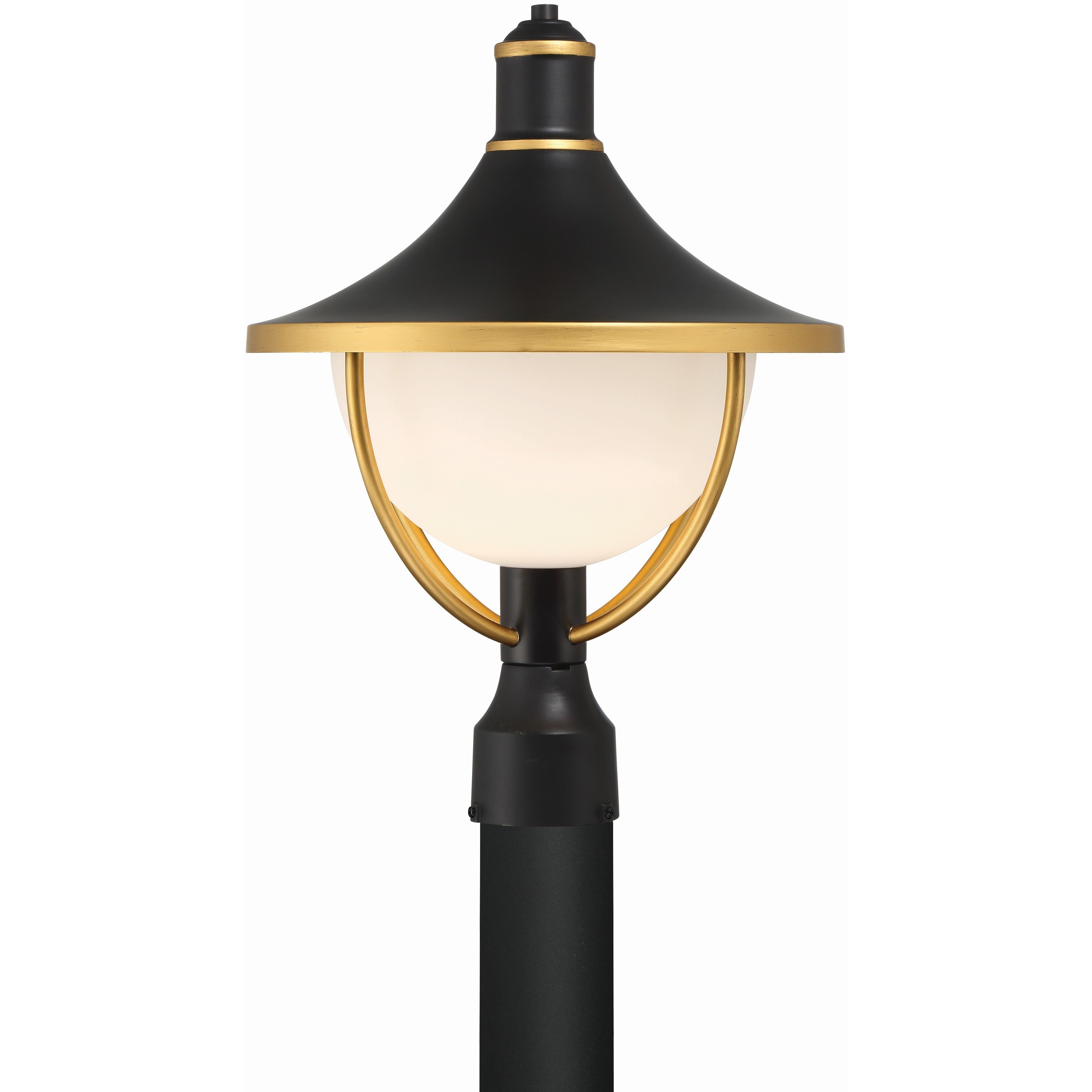 Atlas 1 Light 18.5 inch Matte Black and Textured Gold Outdoor Post