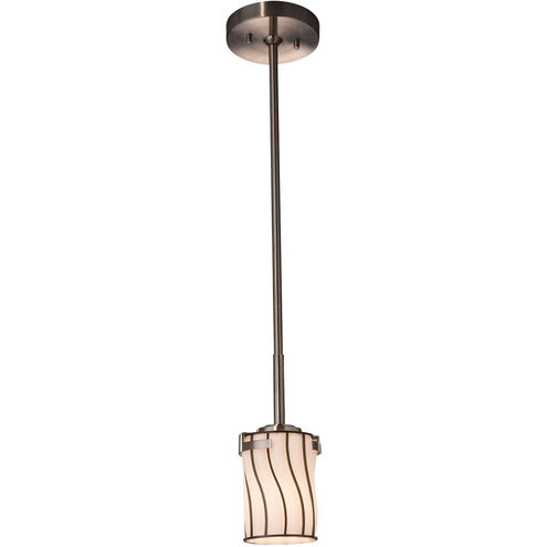 Wire Glass LED 4.5 inch Brushed Nickel Pendant Ceiling Light in 700 Lm LED, Grid with Clear Bubbles