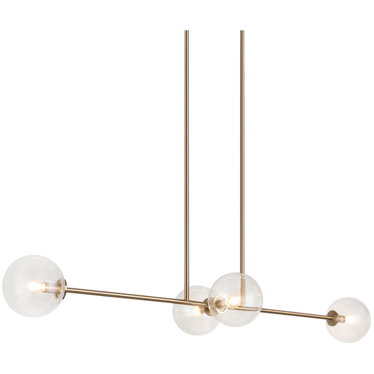 Novo 4 Light 47.88 inch Aged Gold Brass Pendant Ceiling Light in Aged Gold Brass and Clear