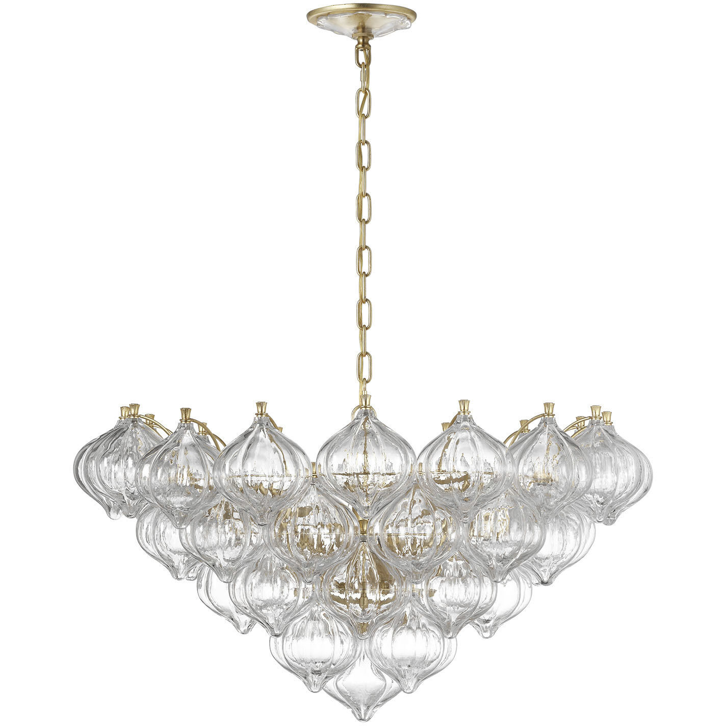 Julie Neill Caselli LED 35.5 inch Gild Basket Chandelier Ceiling Light in Clear Glass
