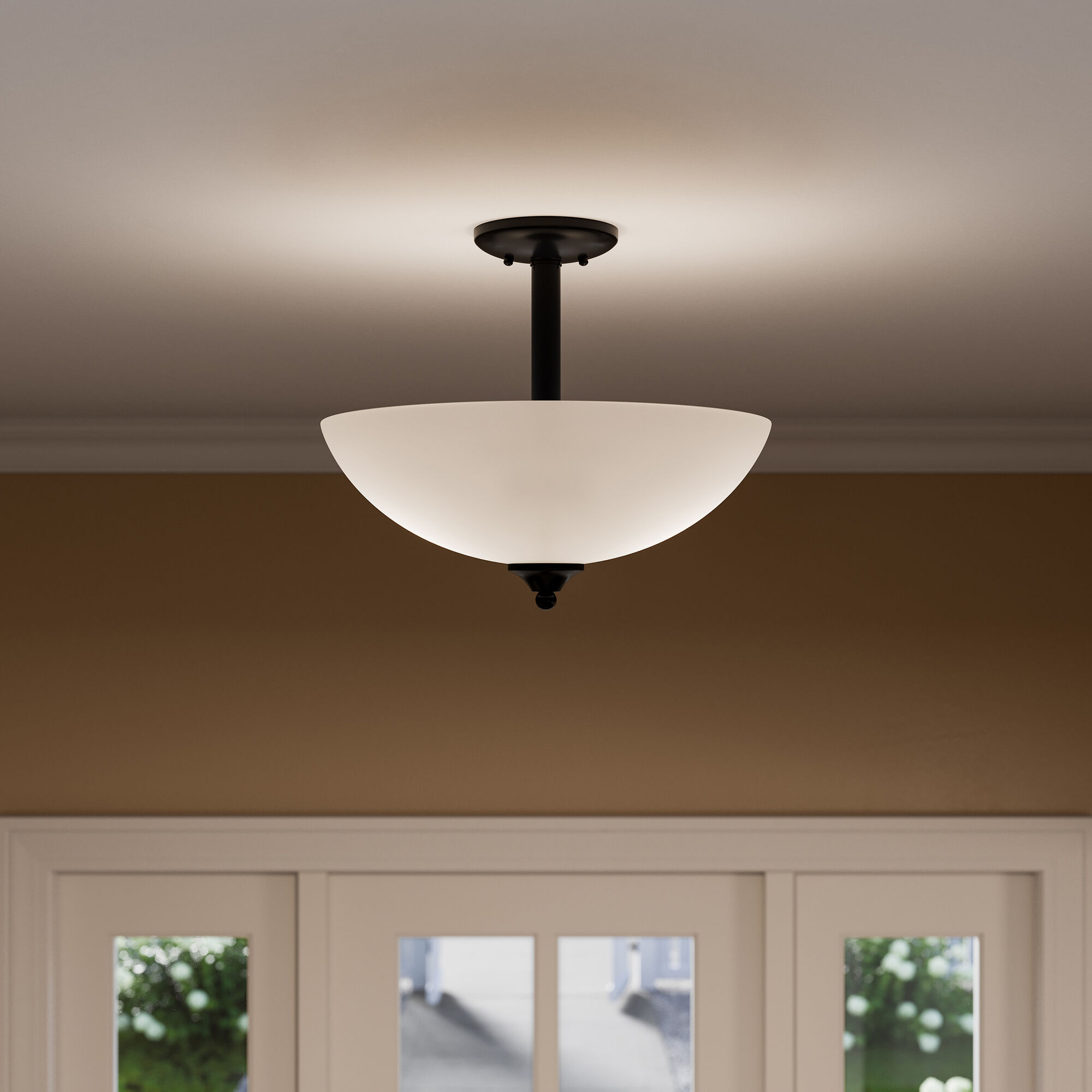Jolie 2 Light Black Inverted Pendant/Semi Flush Ceiling Light in Incandescent