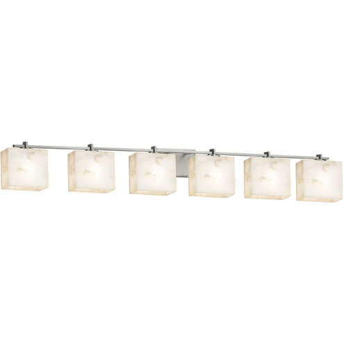 Alabaster Rocks 6 Light 55.5 inch Brushed Nickel Bath Bar Wall Light in Rectangle, Incandescent, Rectangular
