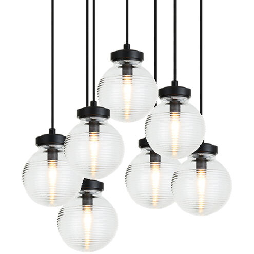 Ridge 7 Light 20.88 inch Matte Black Pendant Ceiling Light in Matte Black and Clear