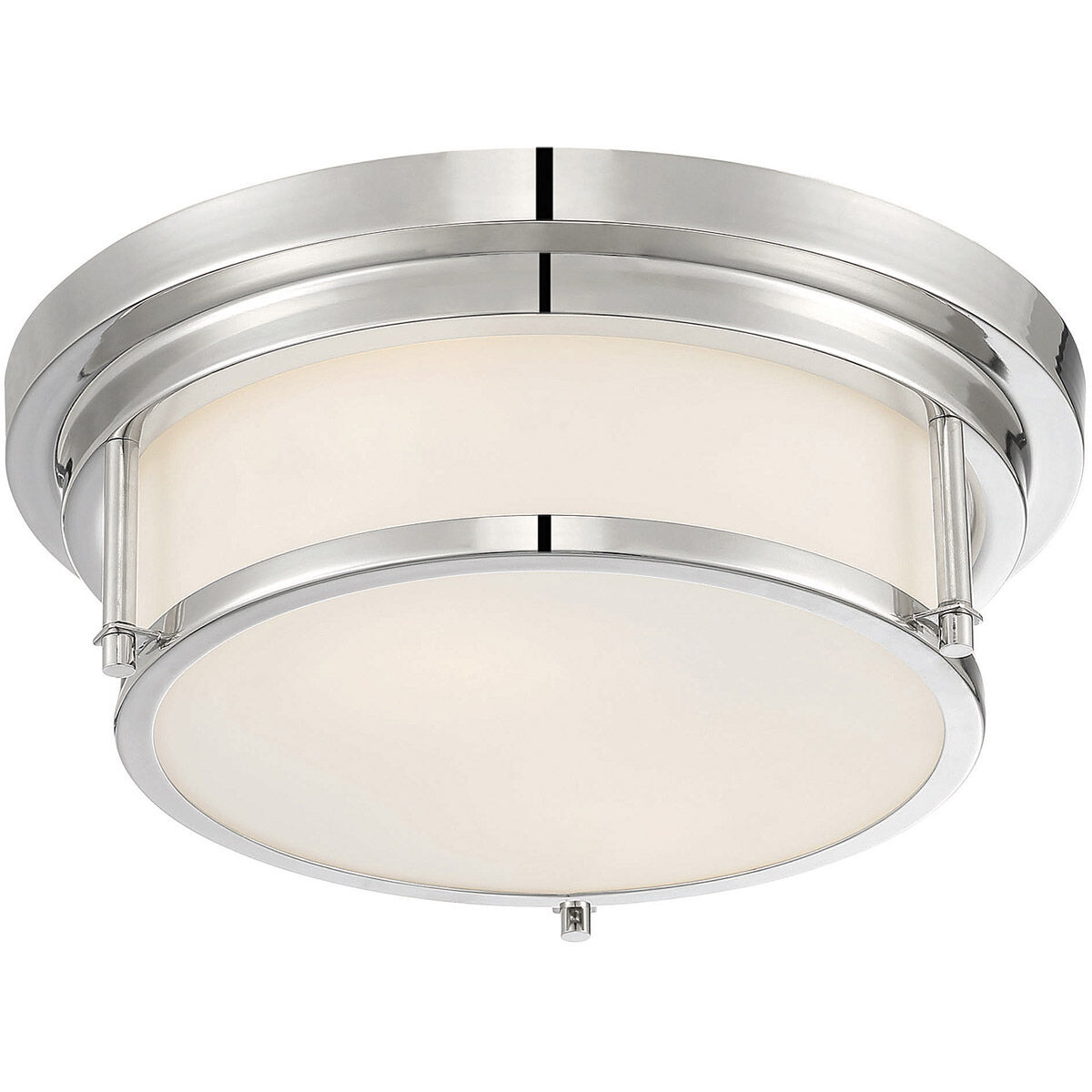 Contemporary 2 Light 13 inch Polished Nickel Flush Mount Ceiling Light