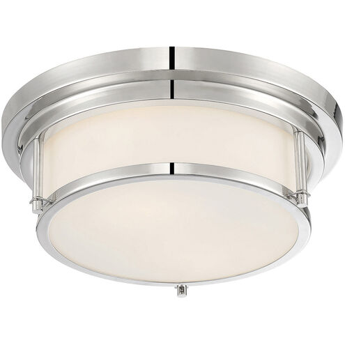 Contemporary 2 Light 13 inch Polished Nickel Flush Mount Ceiling Light