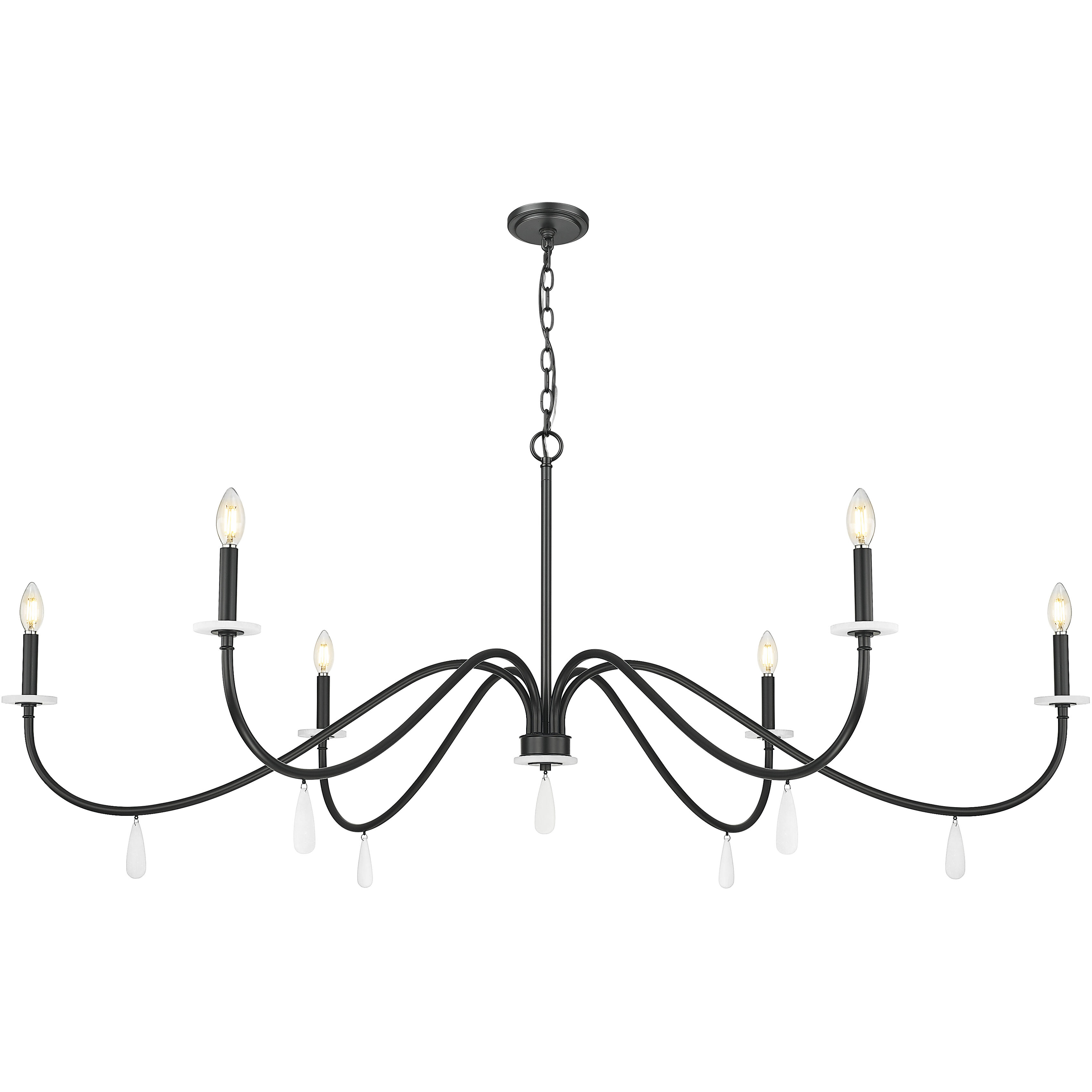 Toussant 6 Light 63 inch Matte Black Chandelier Ceiling Light