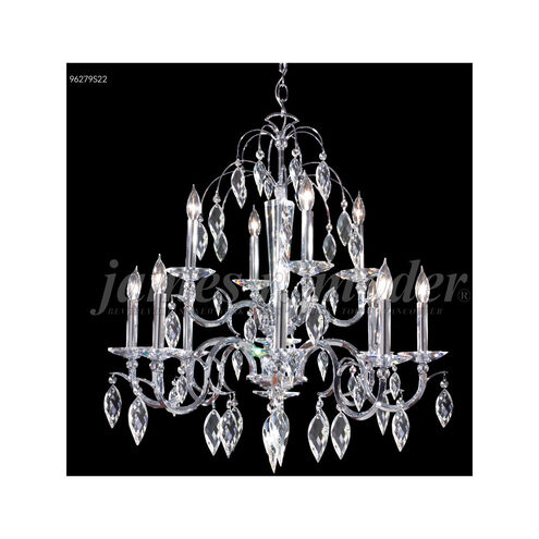 Sculptured Crystal Leaf 12 Light 29 inch Silver Crystal Chandelier Ceiling Light