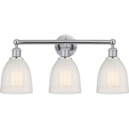 Edison Brookfield 3 Light 24 inch Polished Chrome Bath Vanity Light Wall Light in White