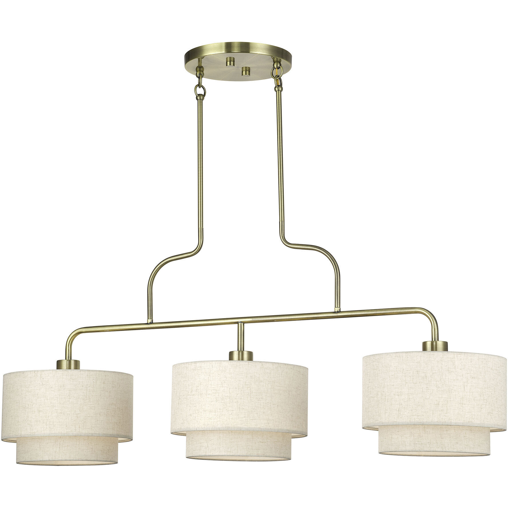 Manorwood 3 Light 48 inch Antique Brass Linear Chandelier Ceiling Light, Extra Large