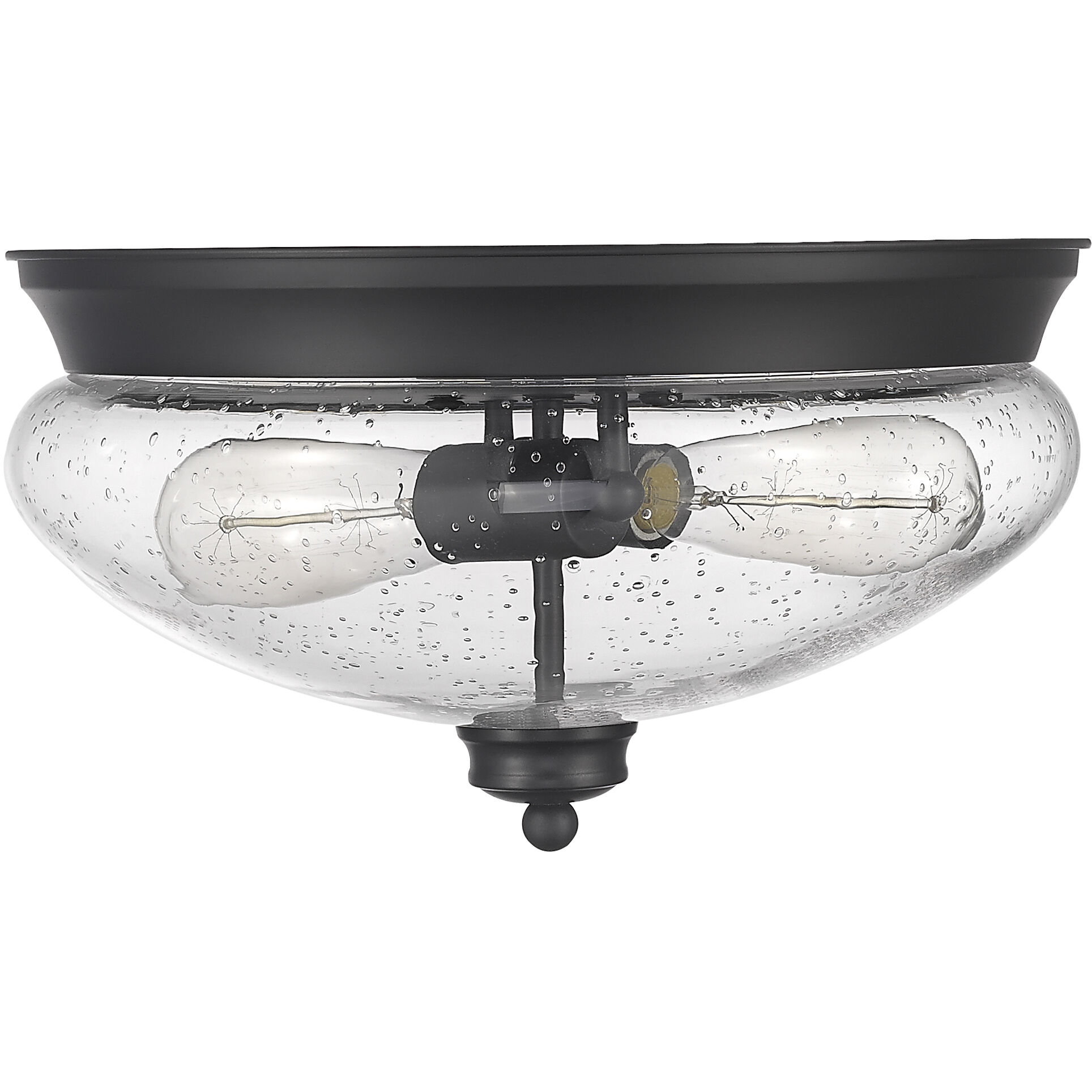 Amon 2 Light 13 inch Matte Black Flush Mount Ceiling Light in 4, Matte Opal Glass