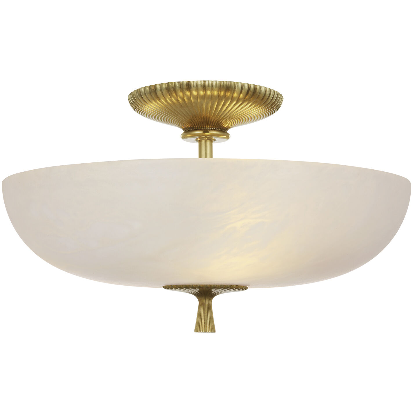 AERIN Pascal LED 14 inch Hand-Rubbed Antique Brass Bowl Semi-Flush Mount Ceiling Light