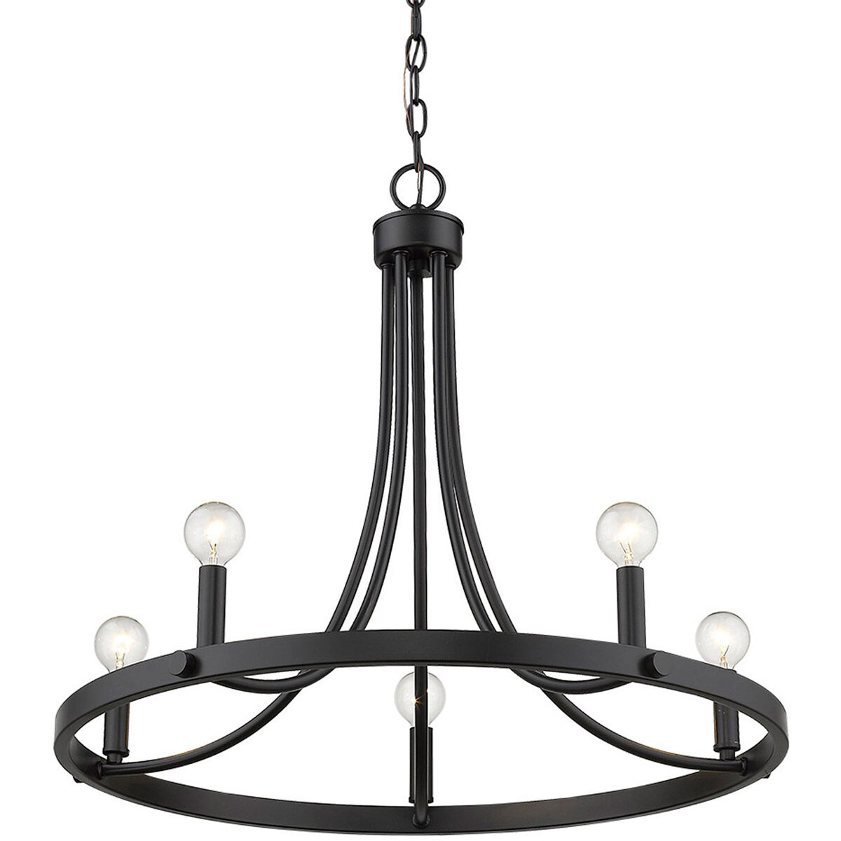 Sawyer 5 Light 25 inch Matte Black Chandelier Ceiling Light