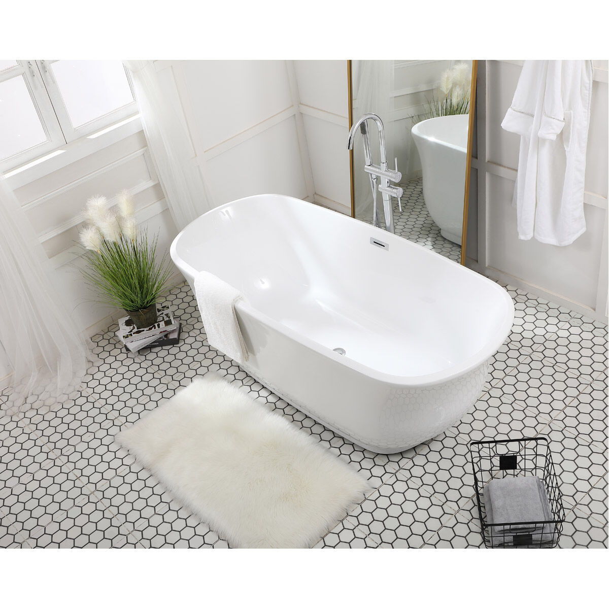 Coralie Glossy White and Chrome Bathtub