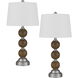 Grange 28.25 inch 100.00 watt Justic Oak and Brushed Steel Table Lamp Portable Light, Stacked Orb Style
