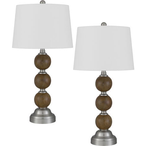 Grange 28.25 inch 100.00 watt Justic Oak and Brushed Steel Table Lamp Portable Light, Stacked Orb Style