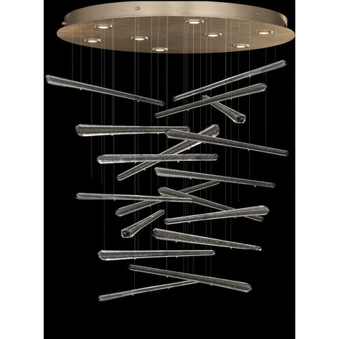Elevate 8 Light 34 inch Gold Pendant Ceiling Light in Gold Leaf, Ebony Stardust Spires Studio Glass