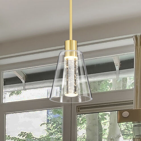 Aura LED 7.25 inch Brushed Brass Pendant Ceiling Light