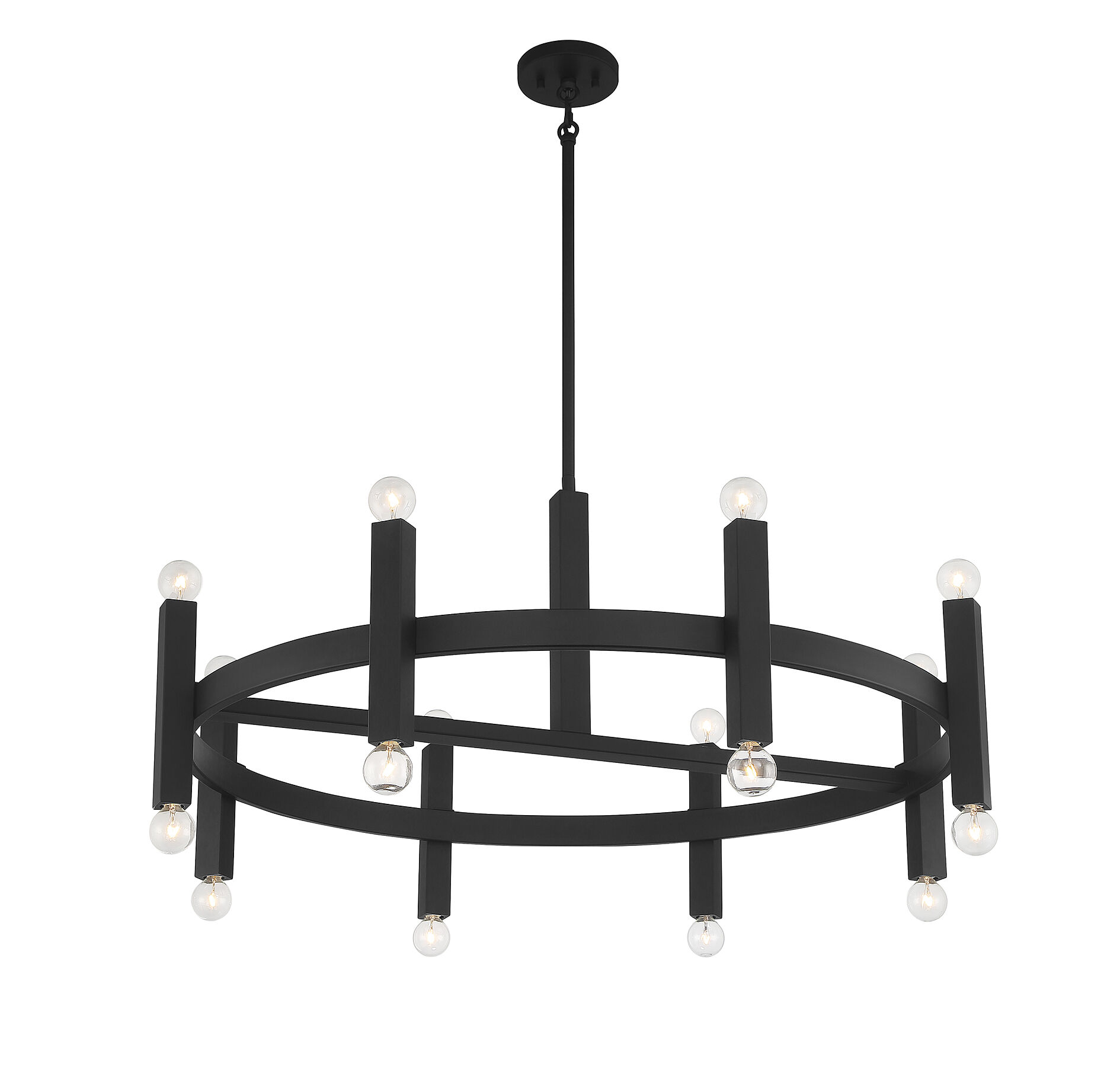 Contemporary 16 Light 40.5 inch Matte Black Chandelier Ceiling Light