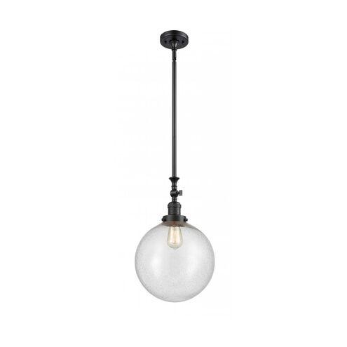 Franklin Restoration XX-Large Beacon 1 Light 12 inch Matte Black Mini Pendant Ceiling Light in Seedy Glass, Franklin Restoration