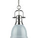 Yep Duncan 1 Light 8.88 inch Chrome Pendant Ceiling Light in Seafoam, Small