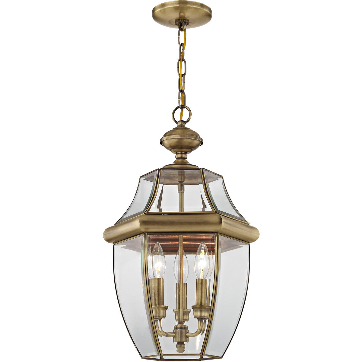 Monterey 3 Light 13 inch Antique Brass Outdoor Pendant Lantern