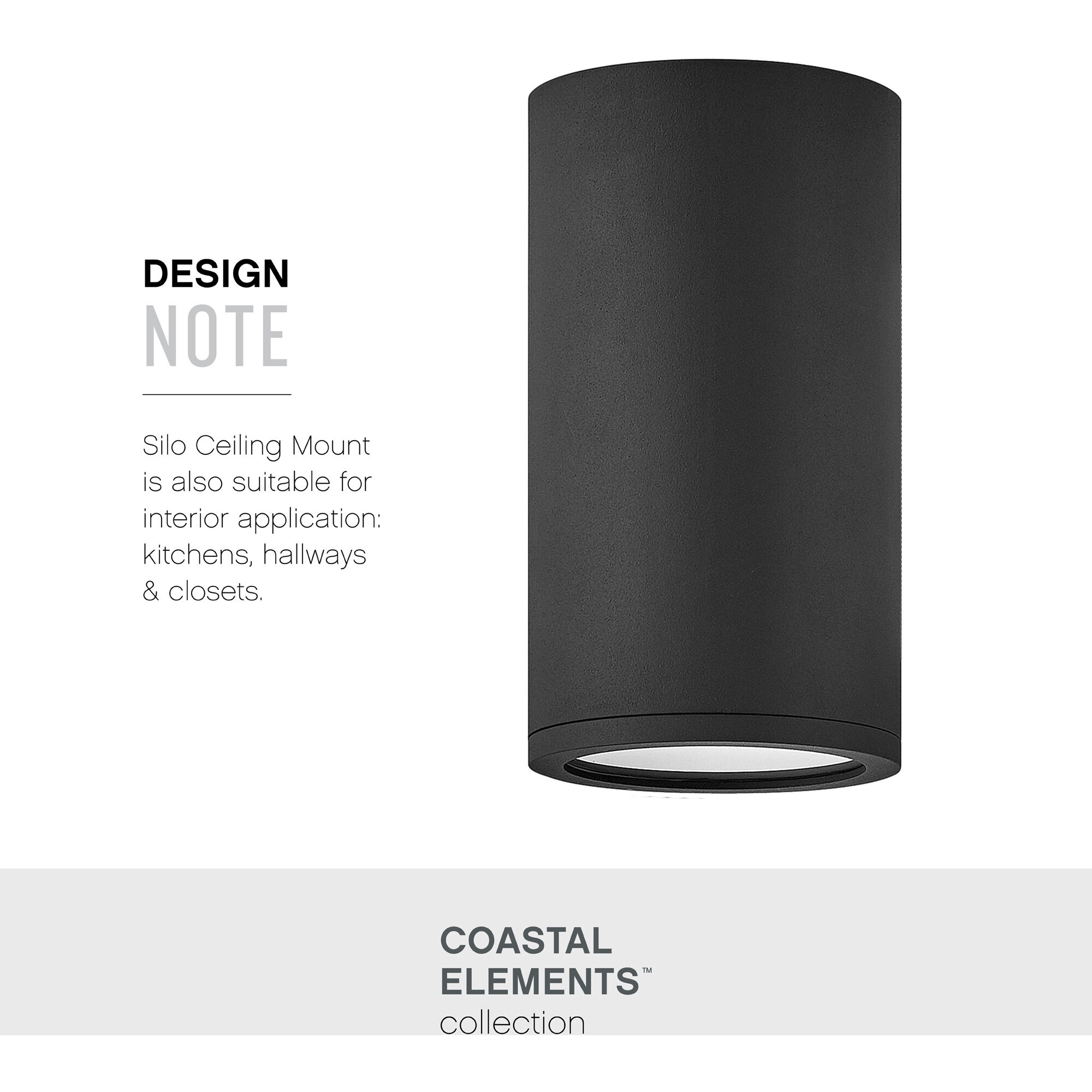 Coastal Elements Silo LED 8 inch Black Outdoor Wall Mount Lantern, Down Light