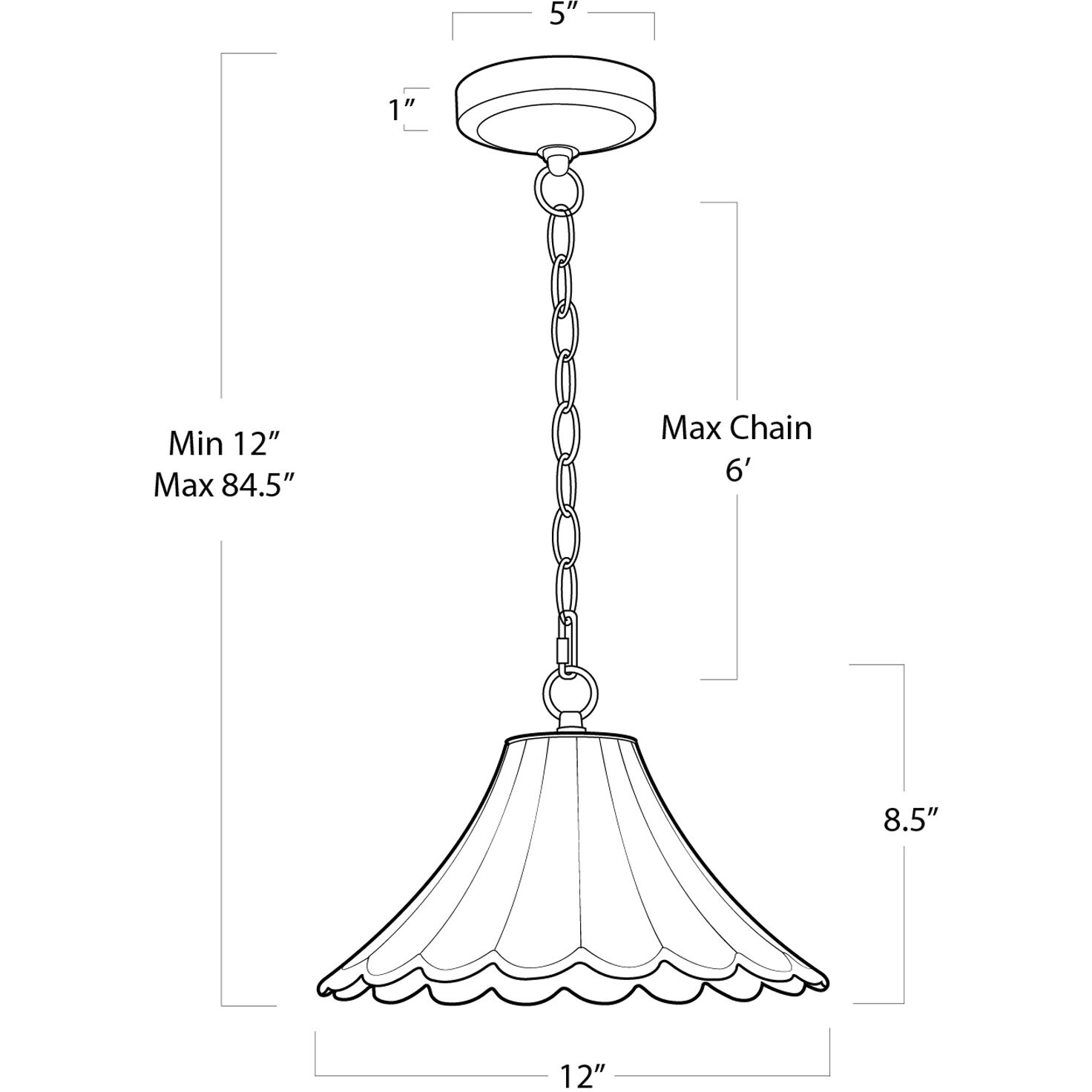 Cally 1 Light 12 inch White Pendant Ceiling Light, Small