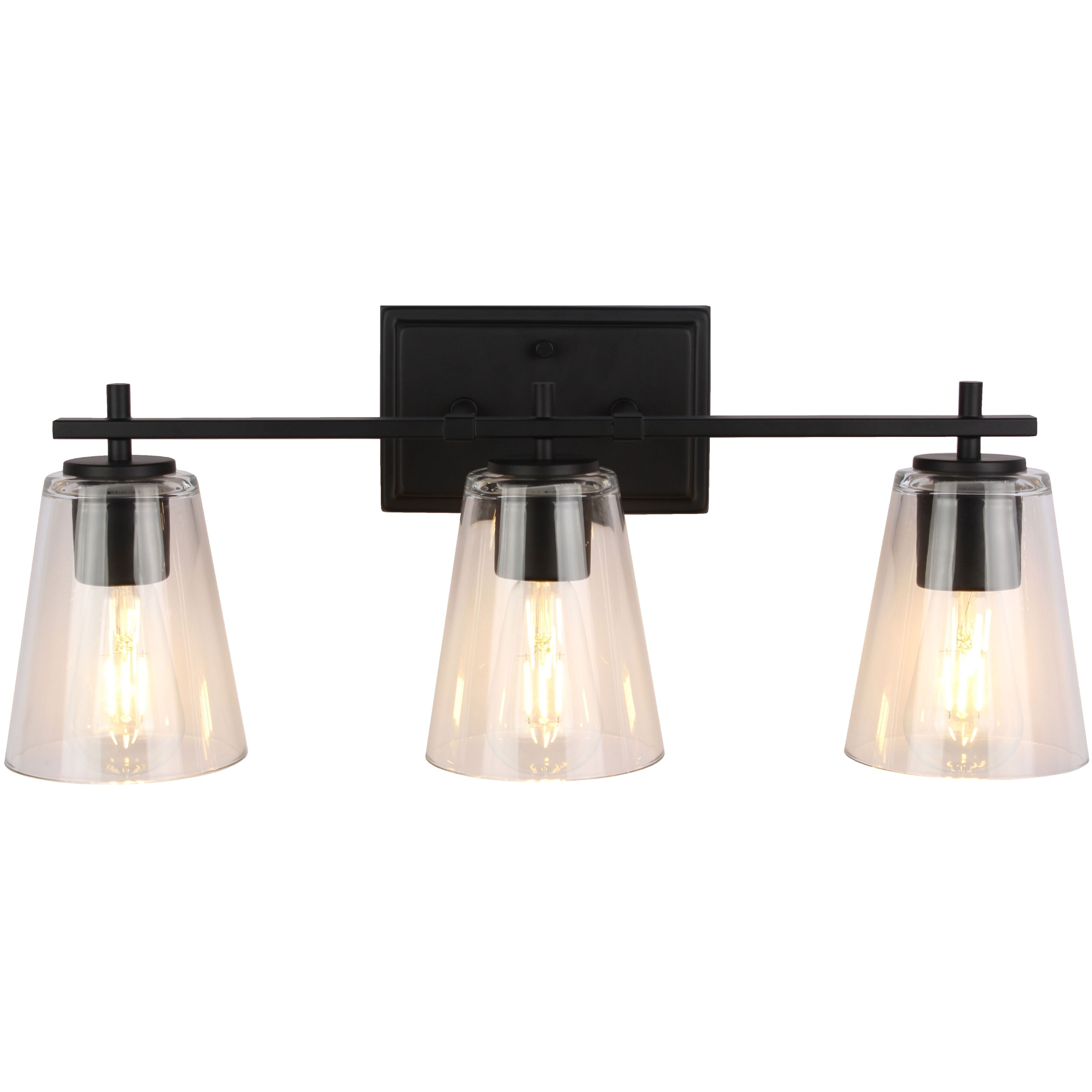 Wenda 3 Light 23 inch Matte Black Vanity Light Wall Light