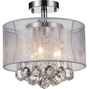 Radiant 3 Light 12 inch Chrome Drum Shade Flush Mount Ceiling Light in White
