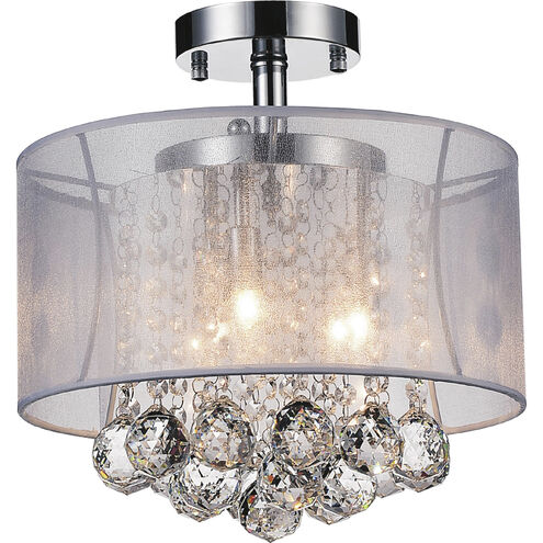 Radiant 3 Light 12 inch Chrome Drum Shade Flush Mount Ceiling Light in White