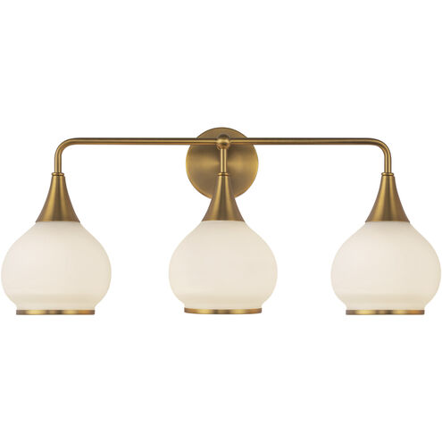 Alora Mood Hazel 3 Light 26.75 inch Aged Gold Bath Vanity Light Wall Light in Opal Glass
