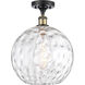 Ballston Athens Water Glass LED 12 inch Black Antique Brass Semi-Flush Mount Ceiling Light