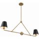 Xavier 2 Light 42 inch Vibrant Gold Linear Chandelier Ceiling Light