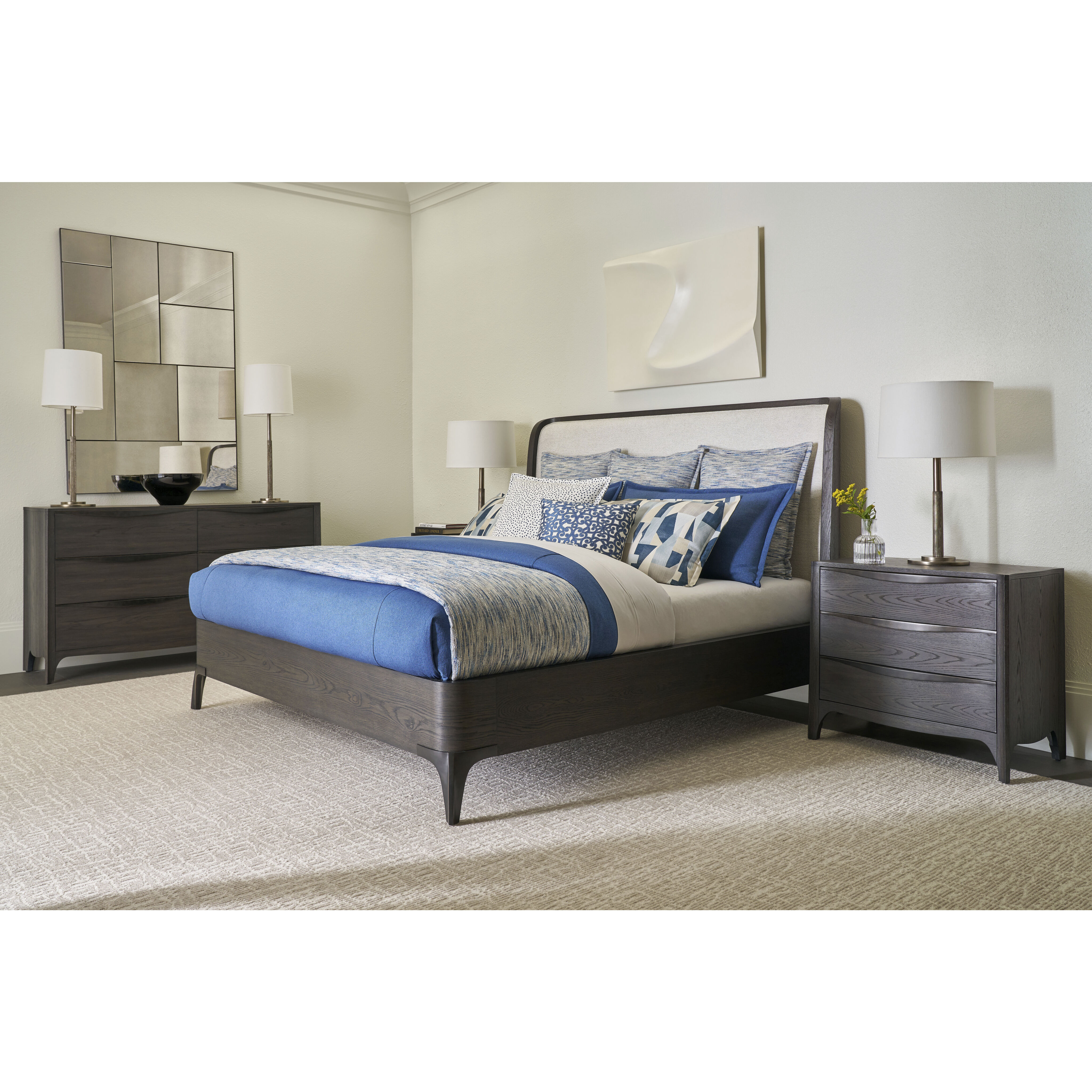 Rome Nera US King Bed, Wooden, Upholstered