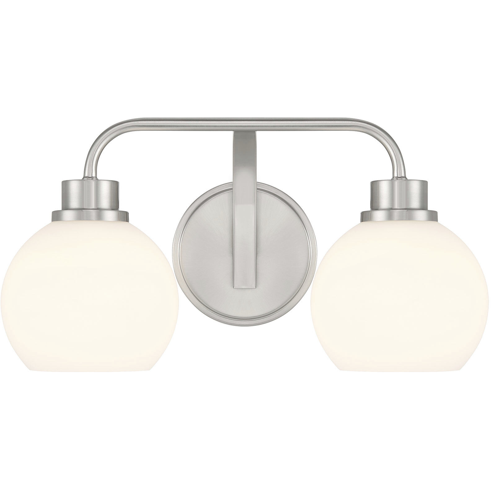 Contemporary 2 Light 16 inch Brushed Nickel Bathroom Vanity Light Wall Light