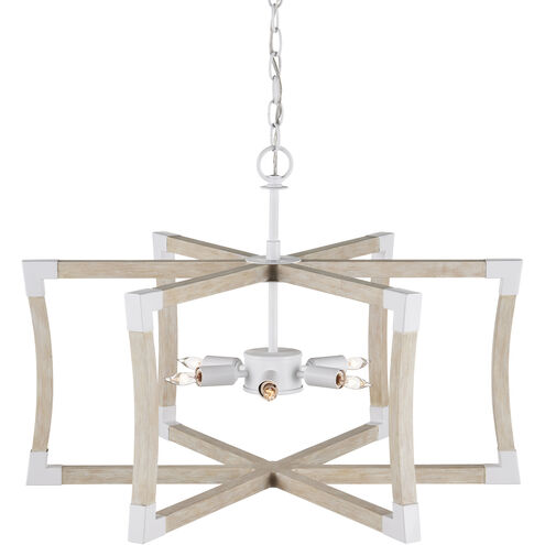 Bastian 6 Light 27 inch Sugar White and Sandstone Lantern Chandelier Ceiling Light, Small