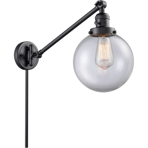 Large Beacon 21 inch 3.50 watt Matte Black Swing Arm Wall Light, Franklin Restoration