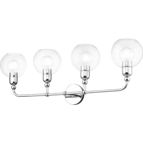 Downtown 4 Light 36 inch Polished Chrome Vanity Sconce Wall Light, Large, Sphere