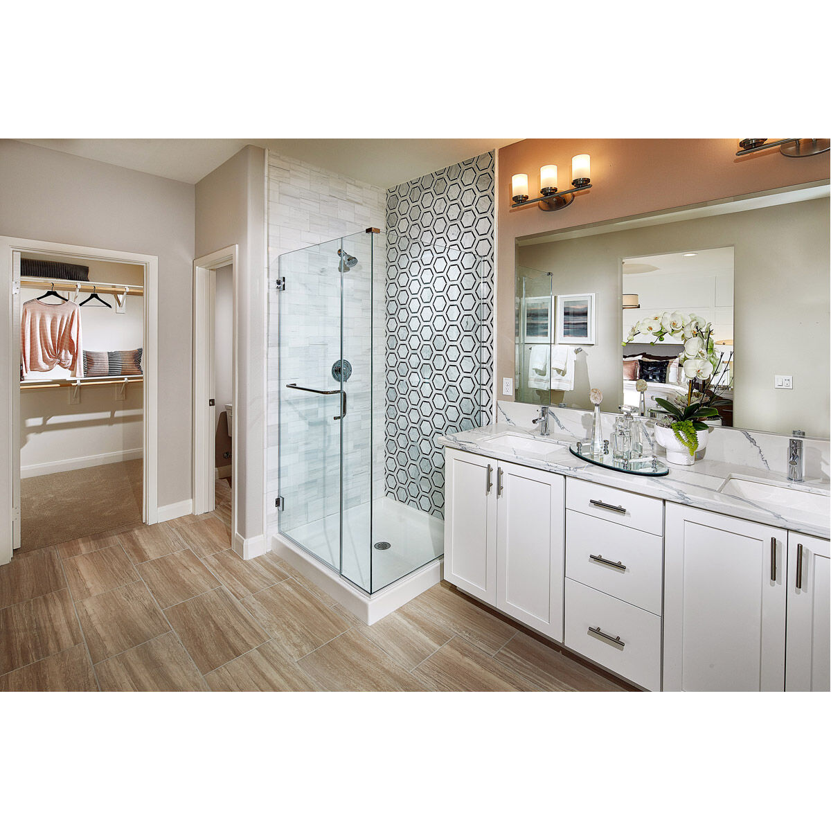 Corona 3 Light 19 inch Satin Nickel Bath Vanity Wall Light in Frosted