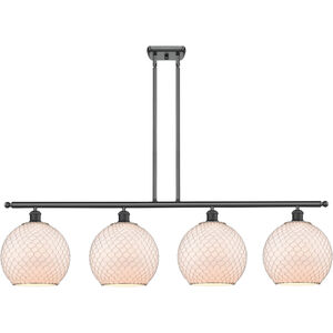 Ballston Large Farmhouse Chicken Wire LED 48 inch Matte Black Island Light Ceiling Light in White Glass with Nickel Wire, Ballston